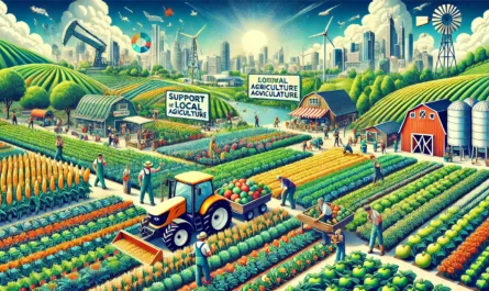 Populist Foundation - A vibrant and bustling farm with diverse crops and modern farming equipment. Farmers are actively working in the fields, showcasing innovation and pro1